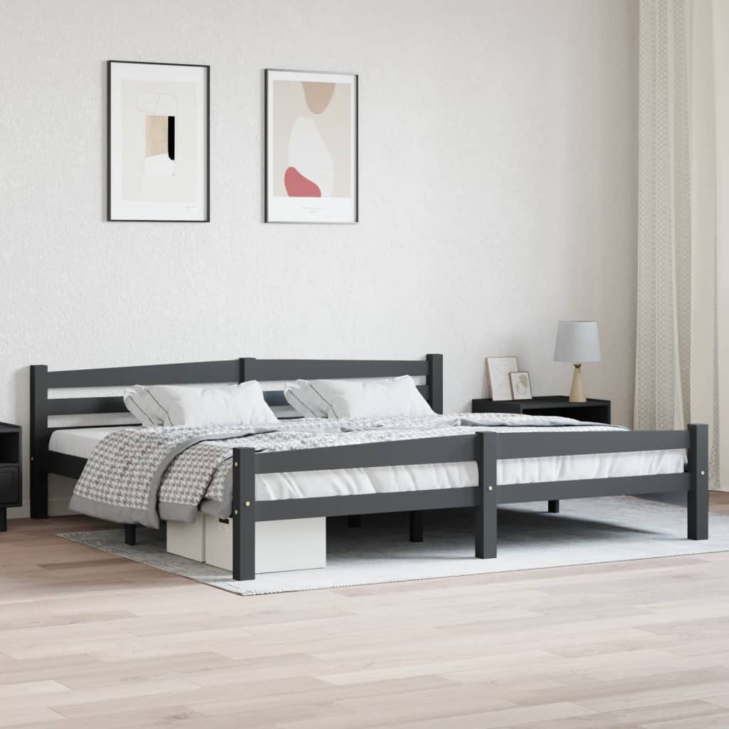 Cadre de lit sans matelas gris foncé pin massif 200x200 cm