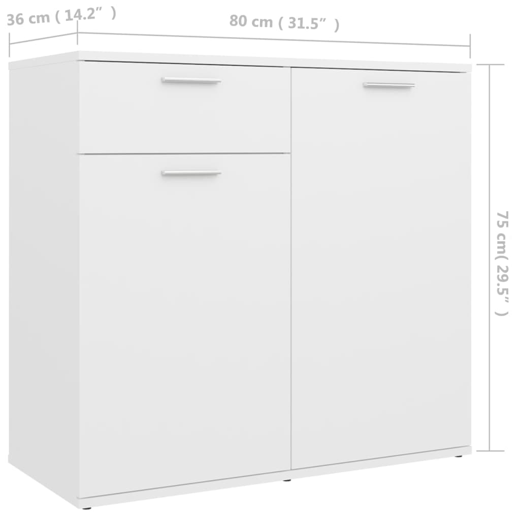 Buffet blanc 80x36x75 cm bois d'ingénierie