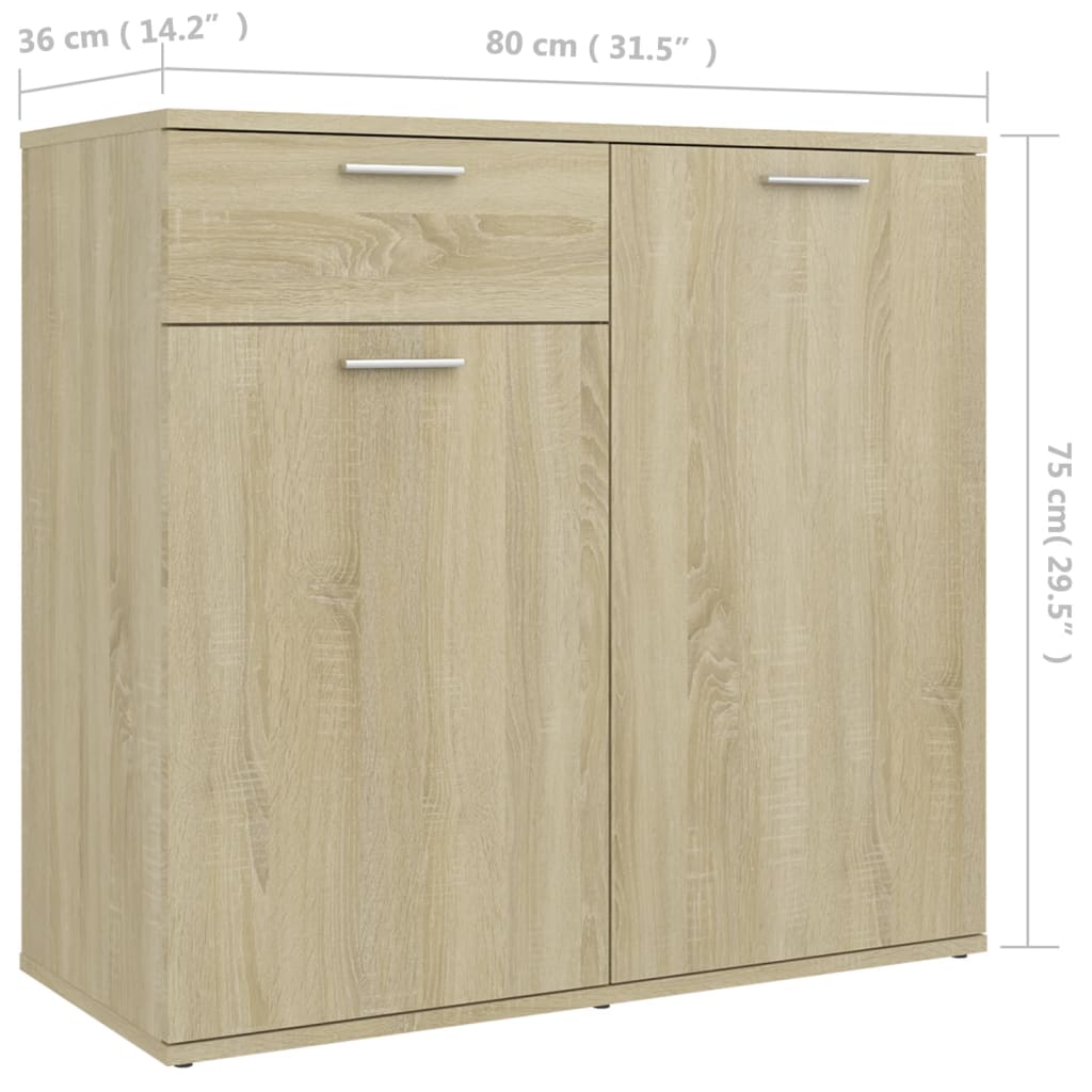 Sonoma oak sideboard 80x36x75 cm engineered wood