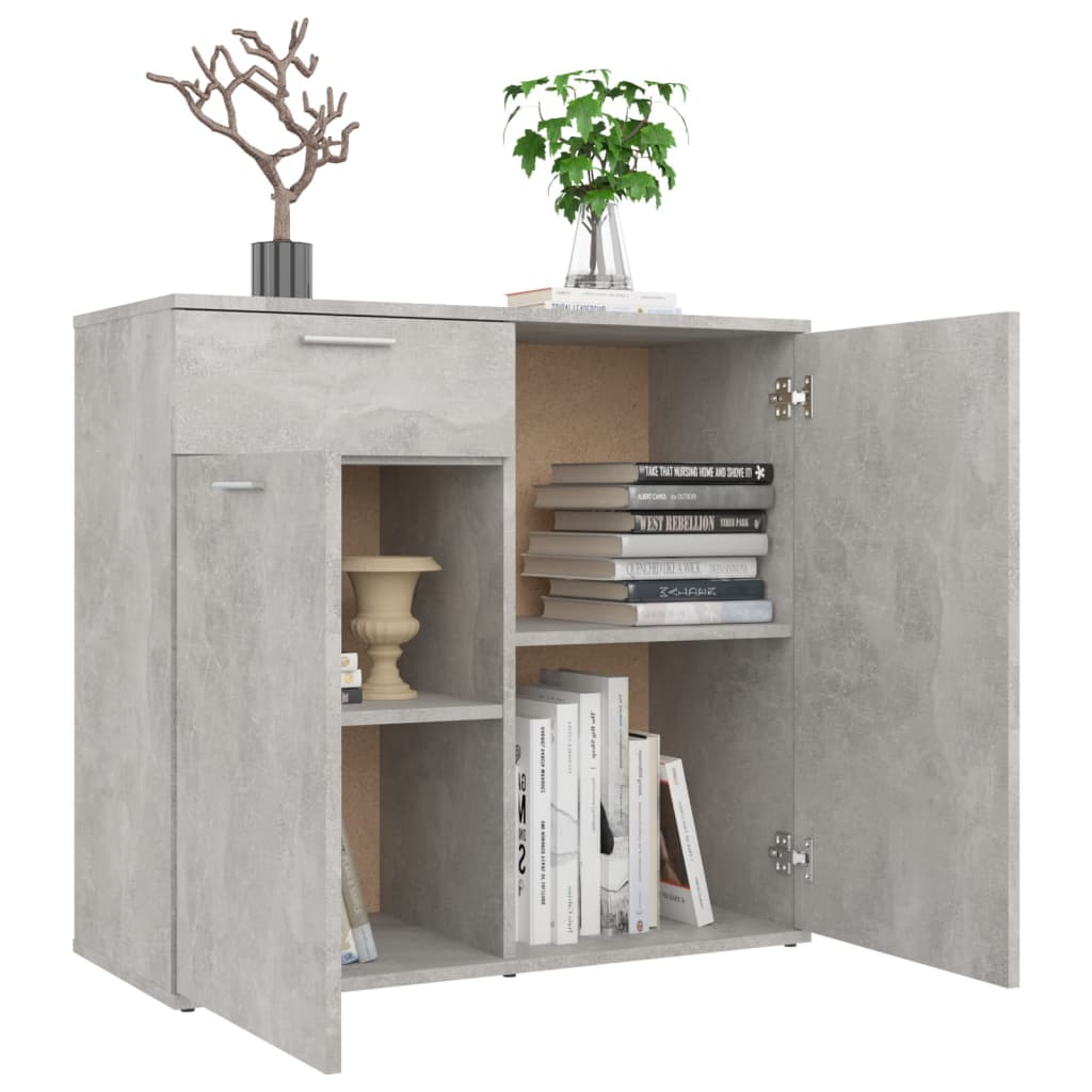 Buffet gris béton 80x36x75 cm bois d'ingénierie