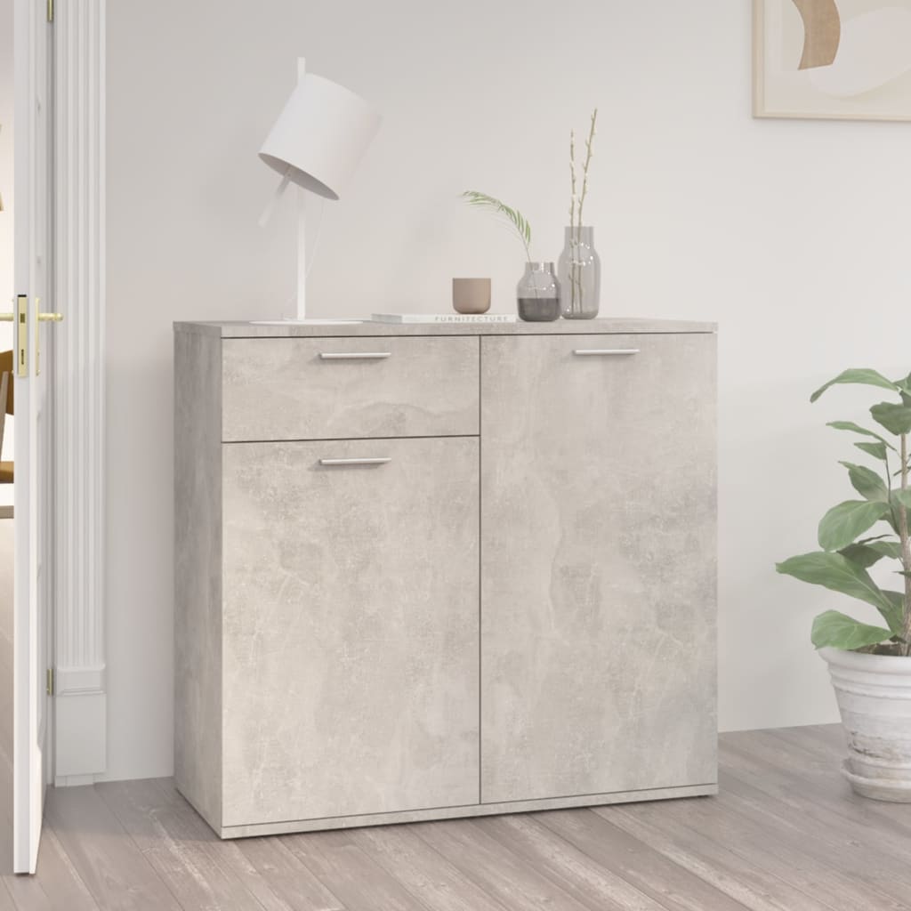 Concrete gray sideboard 80x36x75 cm engineered wood