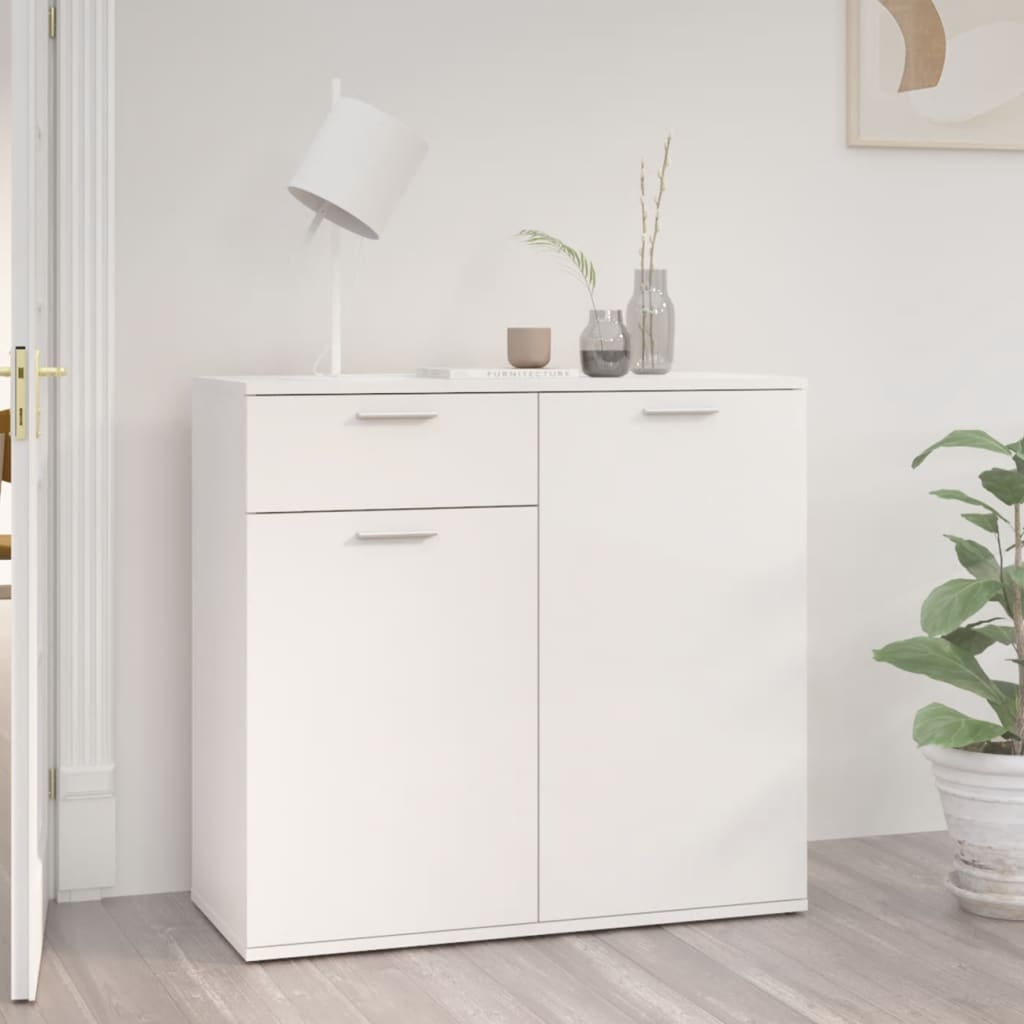 White high gloss sideboard 80x36x75 cm engineered wood