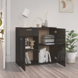 Buffet noir brillant 80x36x75 cm bois d'ingénierie