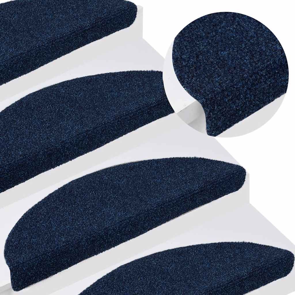 Tapis autoadhésifs 10 pcs Bleu marine 56x17x3 cm Aiguilleté