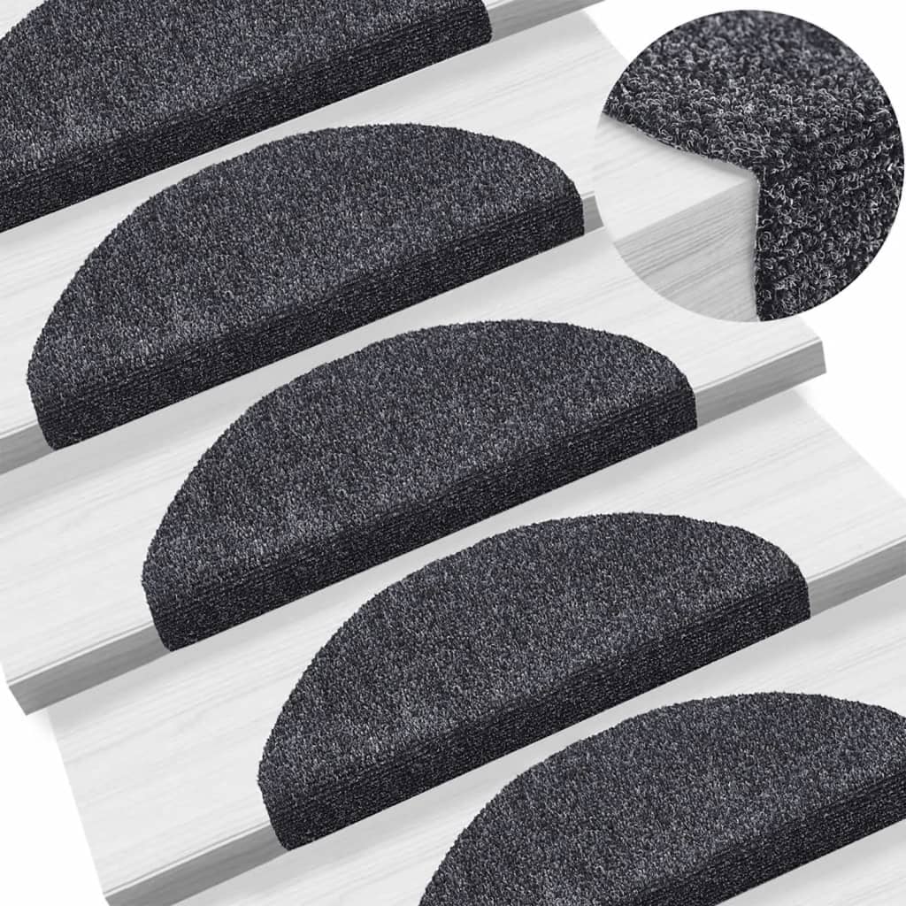 Tapis autoadhésifs de marches 10 pcs Gris foncé 65x21x4 cm