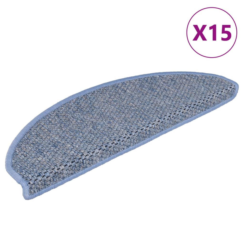 Tapis d'escalier autocollants 15 pcs 56x17x3 cm Bleu