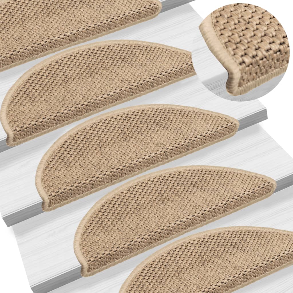 Tapis d'escalier autocollants 15 pcs 56x17x3 cm Sable