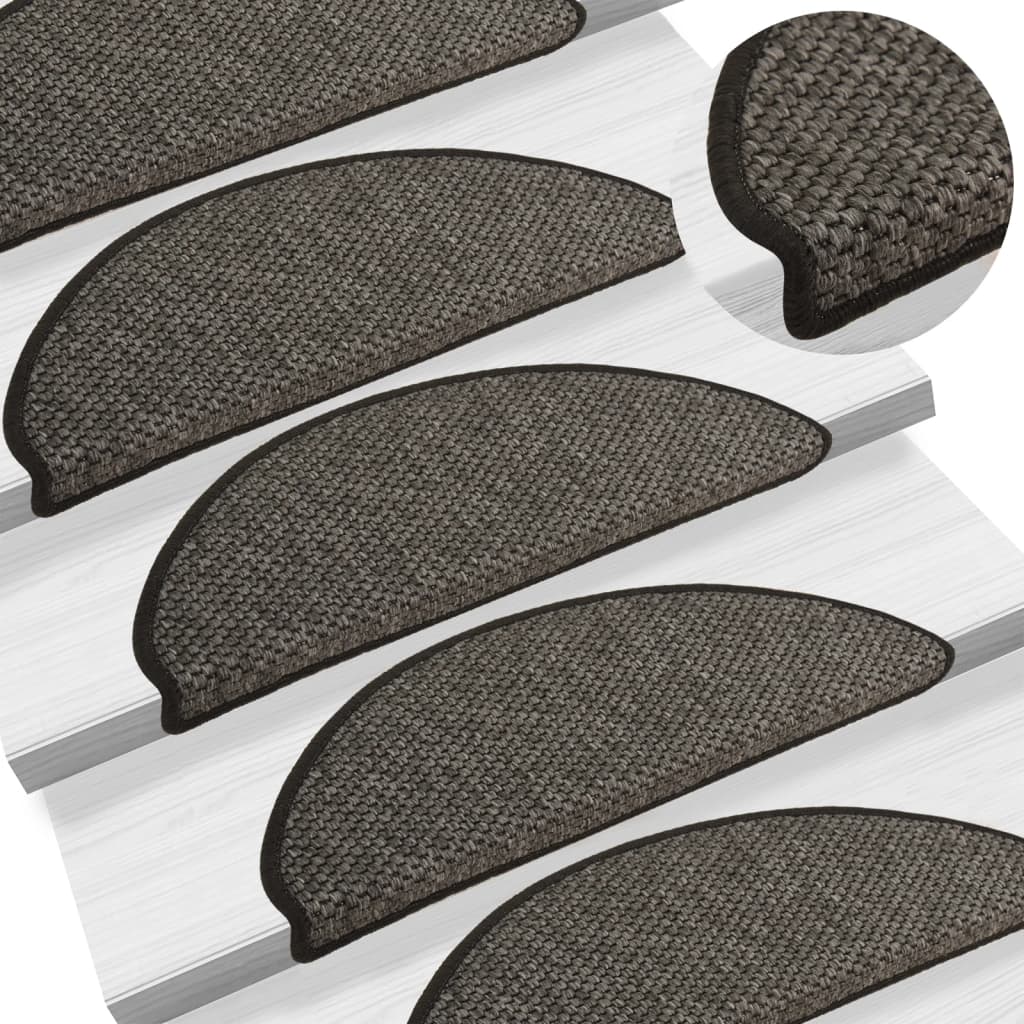 Tapis d'escalier autocollants 15 pcs 65x21x4 cm Anthracite