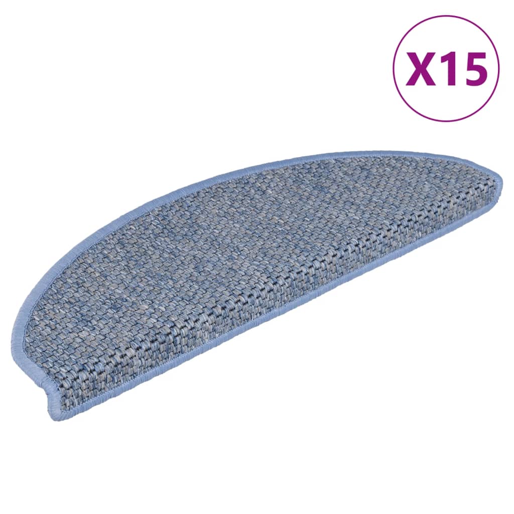 Tapis d'escalier autocollants 15 pcs 65x21x4 cm Bleu