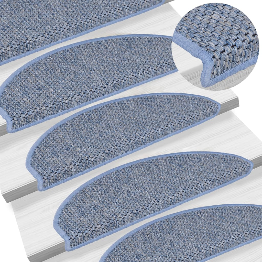 Tapis d'escalier autocollants 15 pcs 65x21x4 cm Bleu