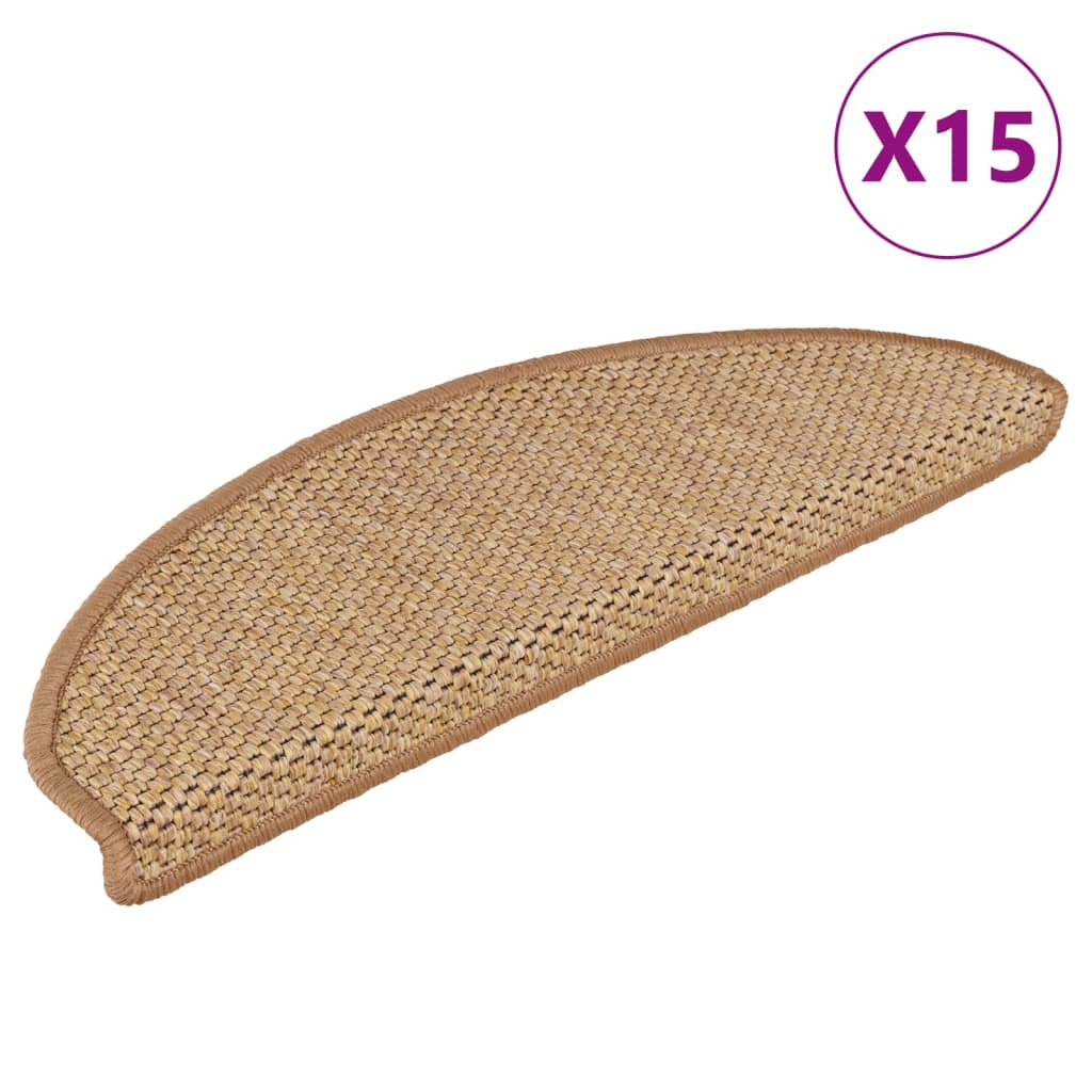 Tapis d'escalier autocollants aspect sisal 15 pcs 65x21x4 cm