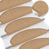 Tapis d'escalier autocollants aspect sisal 15 pcs 65x21x4 cm