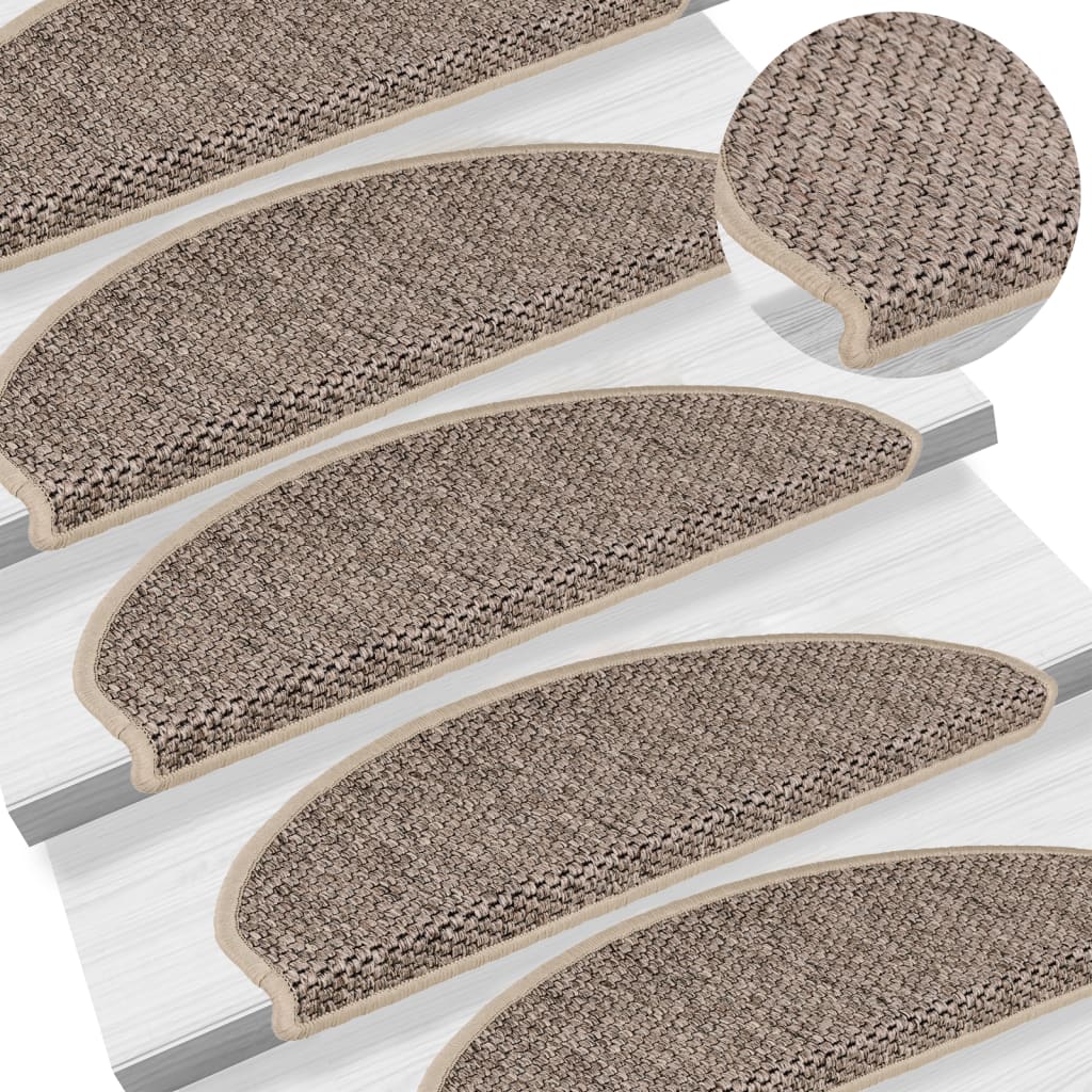 Tapis d'escalier autocollants 15 pcs 65x21x4 cm Beige foncé