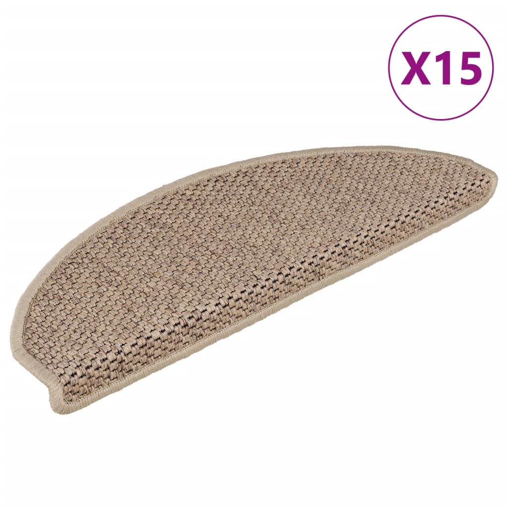 Tapis d'escalier autocollants 15 pcs 65x21x4 cm Sable