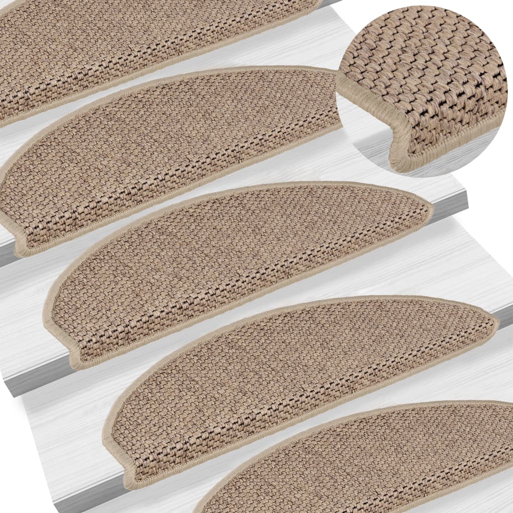 Tapis d'escalier autocollants 15 pcs 65x21x4 cm Sable