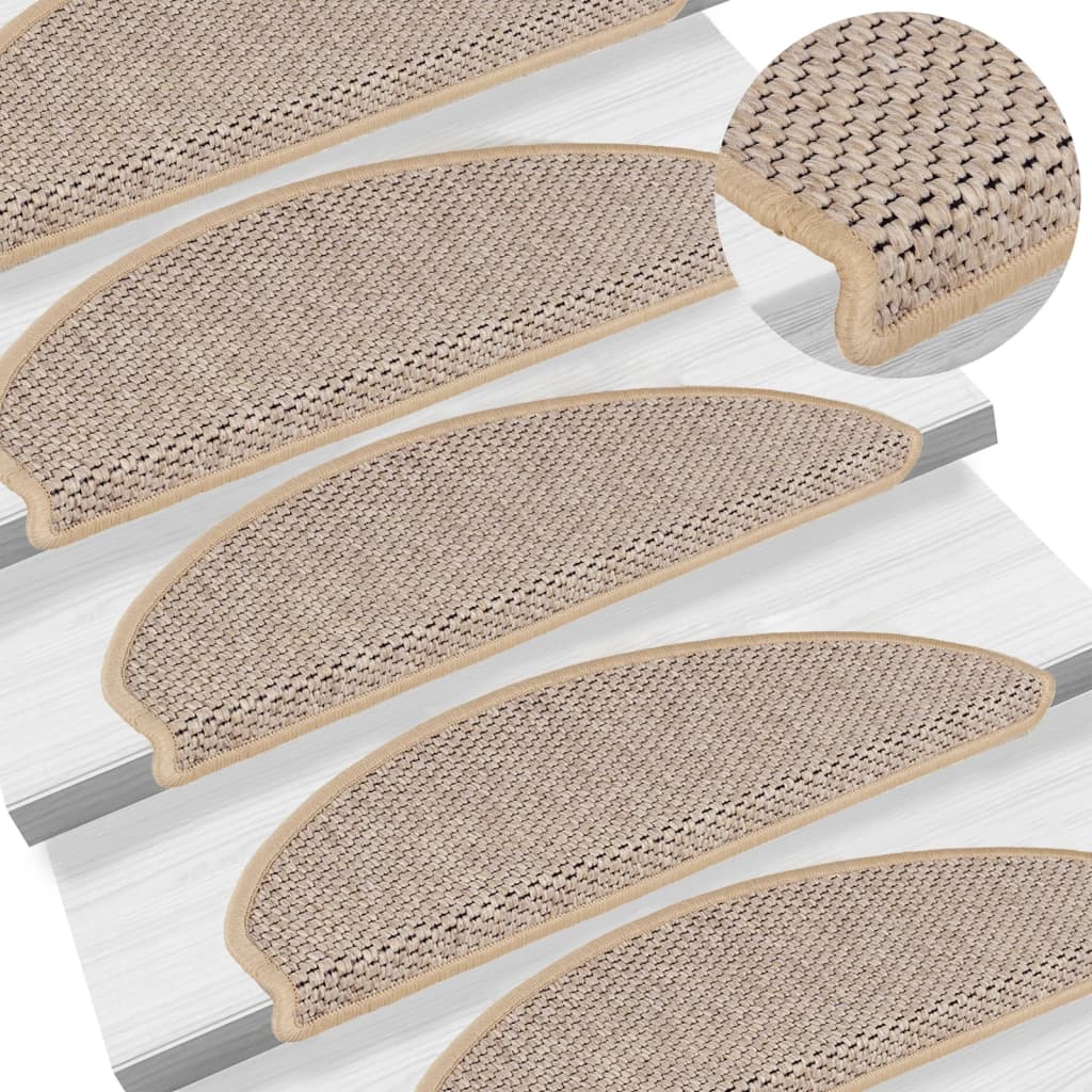 Tapis d'escalier autocollants 15 pcs 65x21x4 cm Beige clair