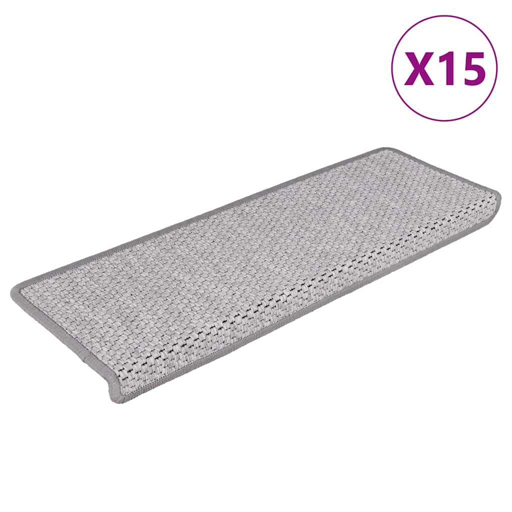 Tapis d'escalier autocollants aspect sisal 15 pcs 65x21x4 cm