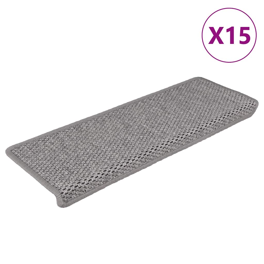 Tapis d'escalier autocollants 15 pcs 65x21x4 cm Argenté