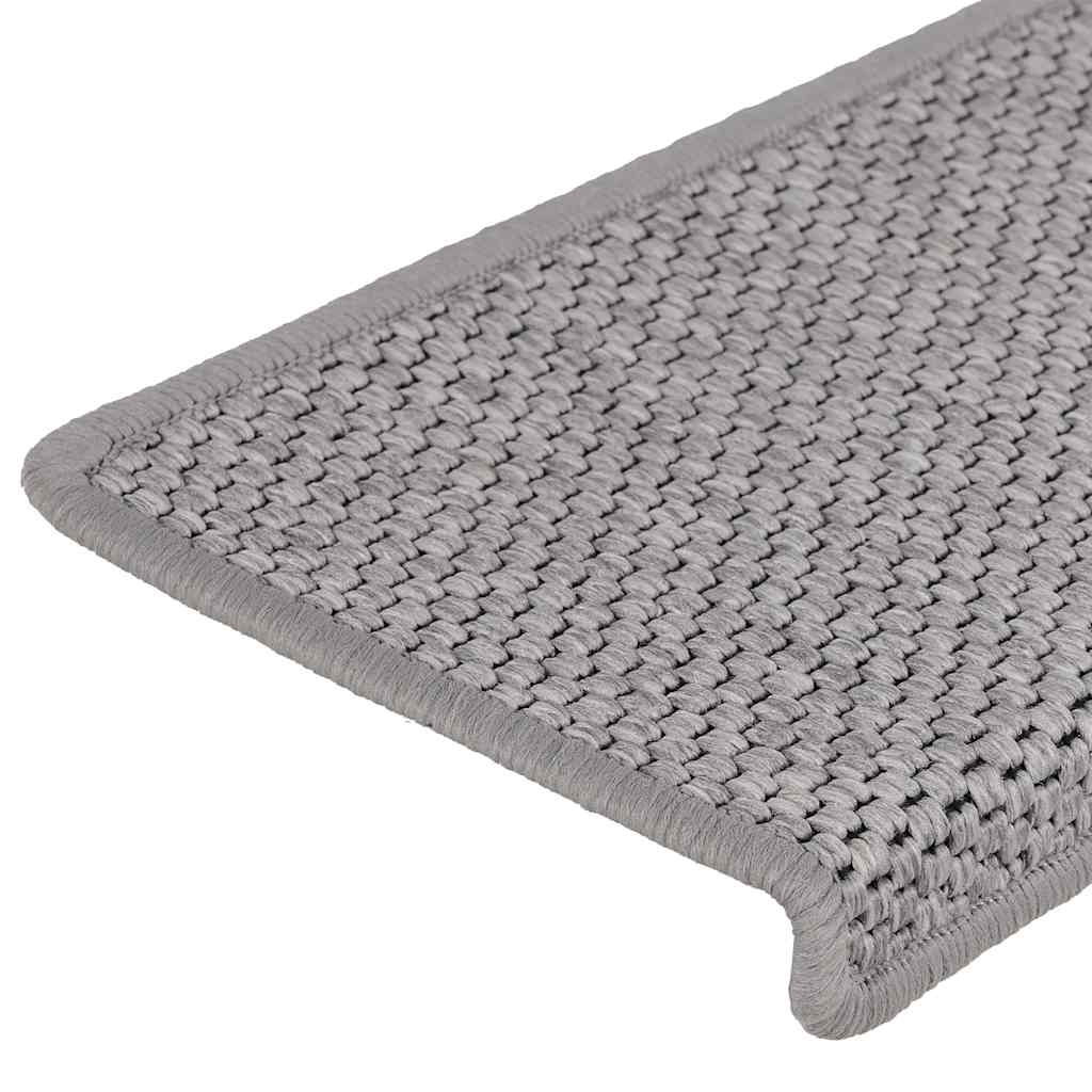 Tapis d'escalier autocollants 15 pcs 65x21x4 cm Argenté