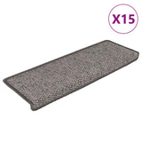 Tapis d'escalier autocollants 15 pcs 65x21x4 cm Gris et beige