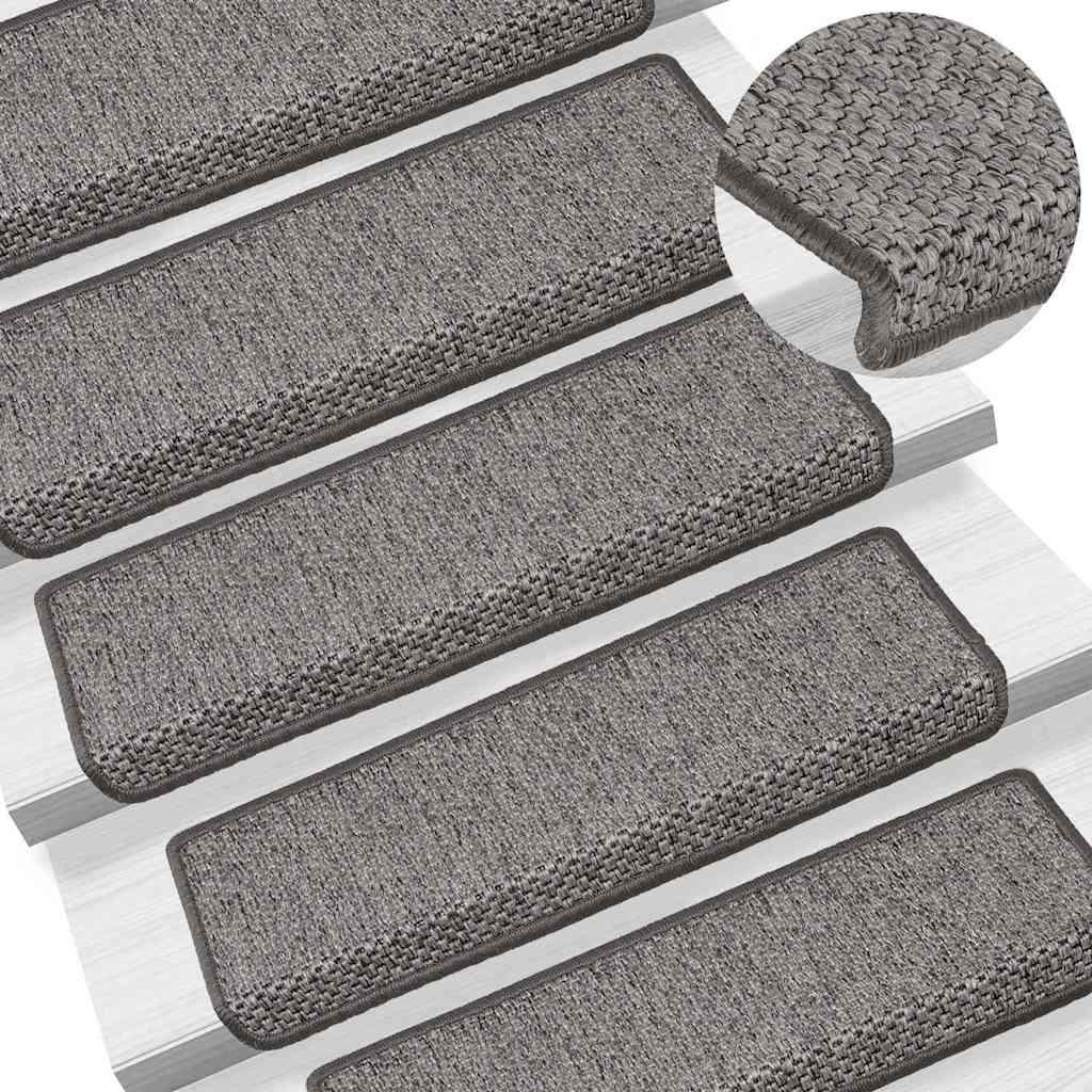 Tapis d'escalier autocollants 15 pcs 65x21x4 cm Gris et beige