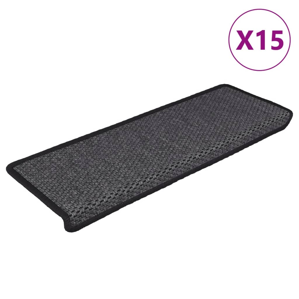 Tapis d'escalier autocollants 15 pcs 65x21x4 cm Anthracite