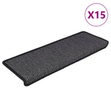 Tapis d'escalier autocollants 15 pcs 65x21x4 cm Anthracite