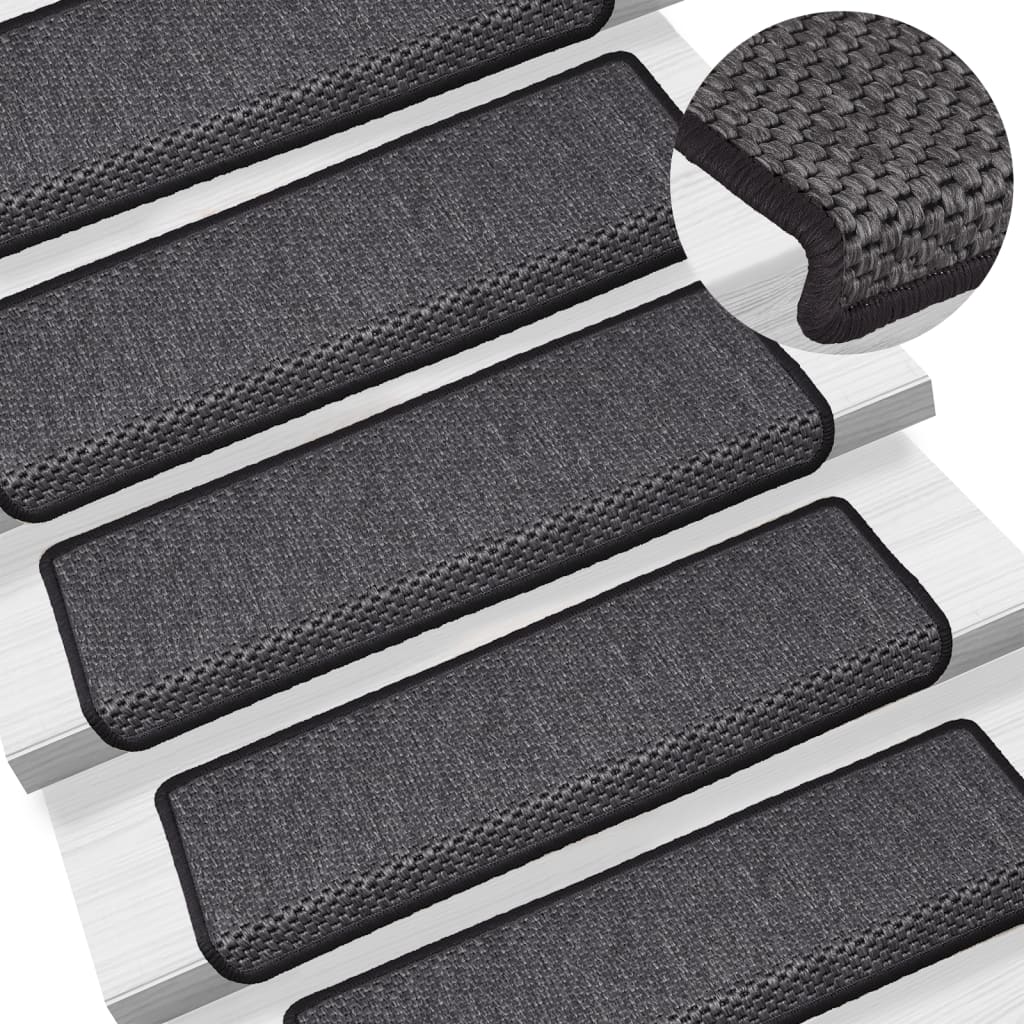 Tapis d'escalier autocollants 15 pcs 65x21x4 cm Anthracite