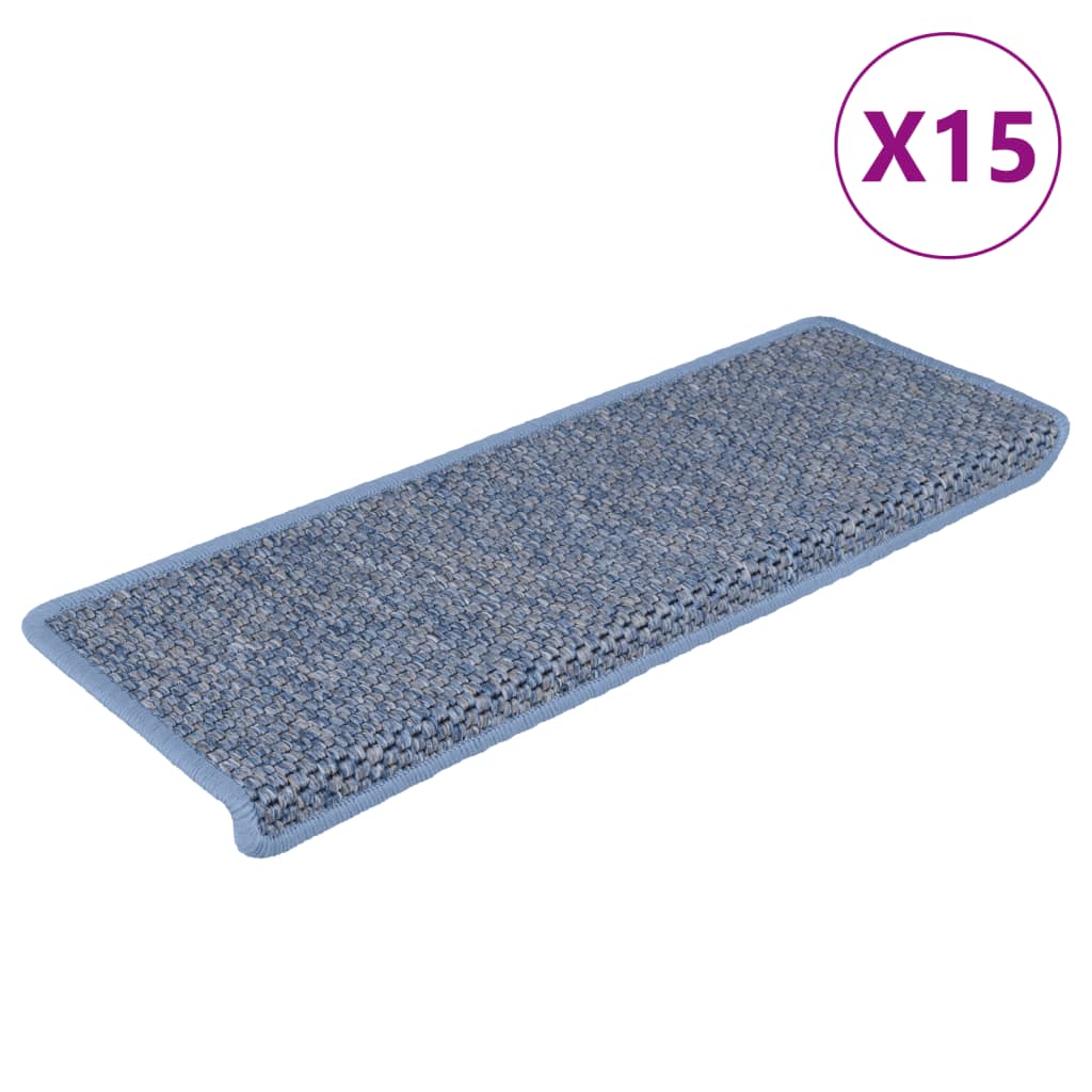 Tapis d'escalier autocollants 15 pcs 65x21x4 cm Bleu