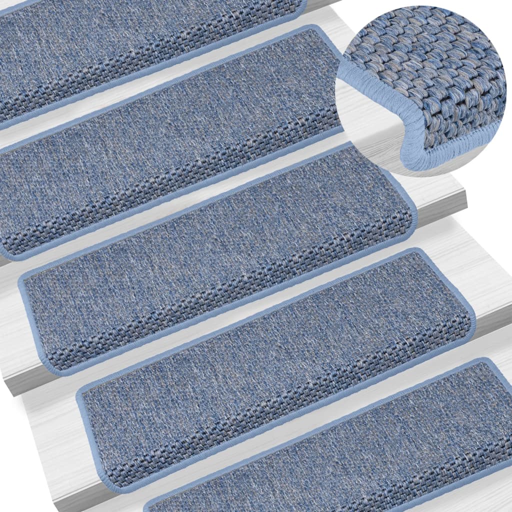 Tapis d'escalier autocollants 15 pcs 65x21x4 cm Bleu