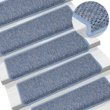 Tapis d'escalier autocollants 15 pcs 65x21x4 cm Bleu