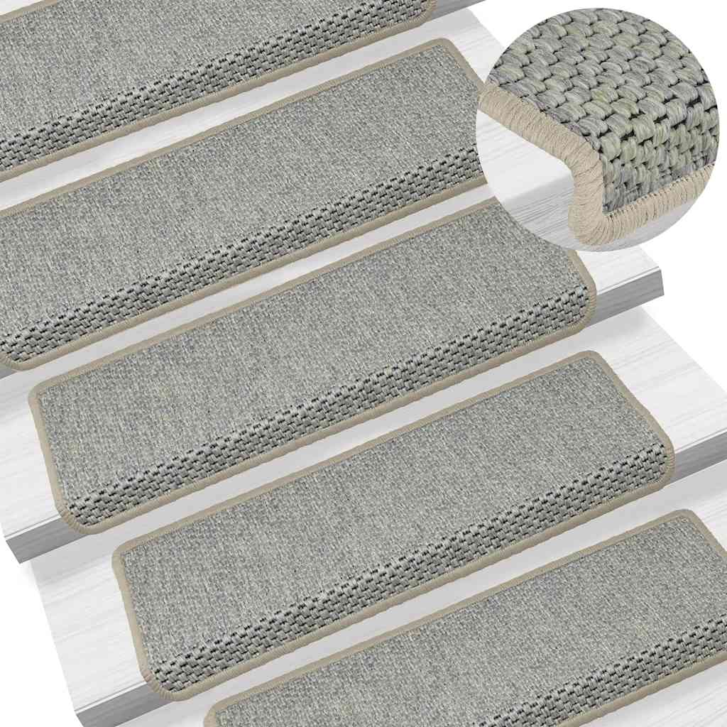 Tapis d'escalier autocollants aspect sisal 15 pcs 65x21x4 cm