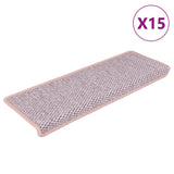 Tapis d'escalier autocollants aspect sisal 15 pcs rose