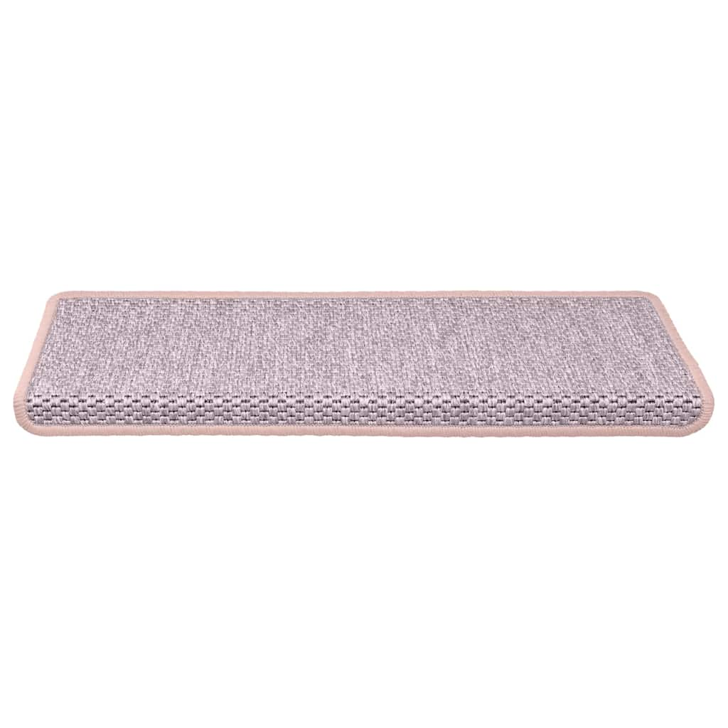 Tapis d'escalier autocollants aspect sisal 15 pcs rose