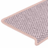 Tapis d'escalier autocollants aspect sisal 15 pcs rose