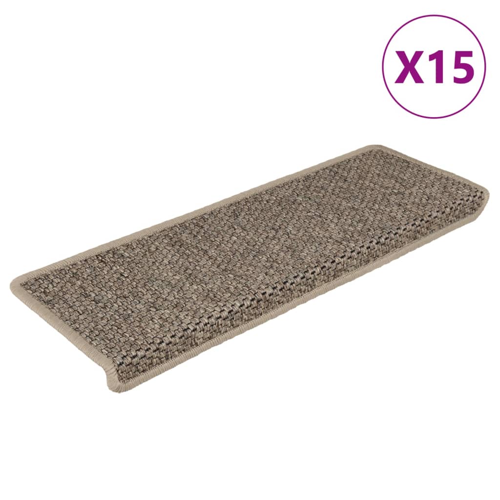 Tapis d'escalier autocollants 15 pcs 65x21x4 cm Beige foncé