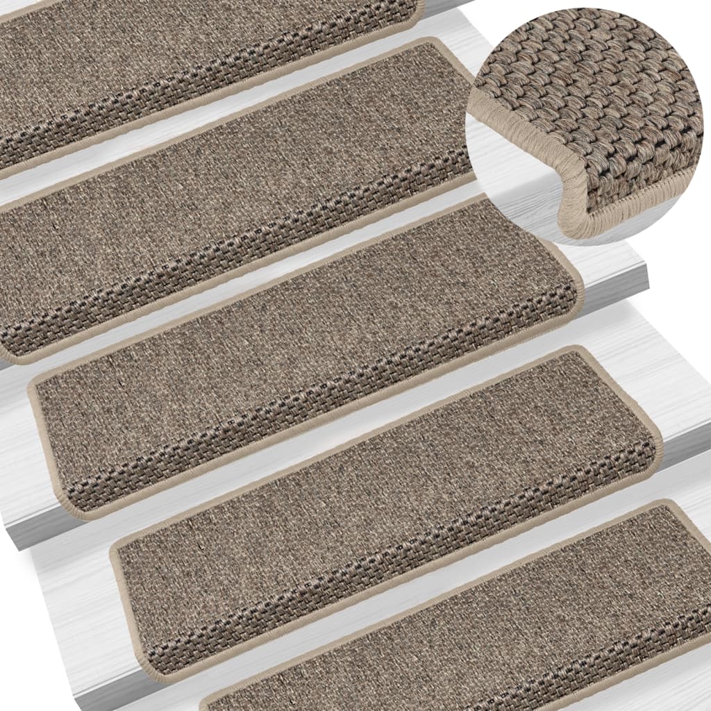 Tapis d'escalier autocollants 15 pcs 65x21x4 cm Beige foncé