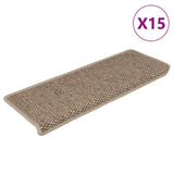 Tapis d'escalier autocollants 15 pcs 65x21x4 cm Sable