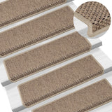 Tapis d'escalier autocollants 15 pcs 65x21x4 cm Sable