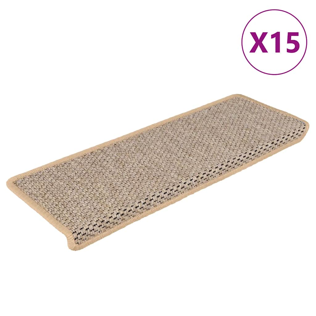 Tapis d'escalier autocollants 15 pcs 65x21x4 cm Beige clair