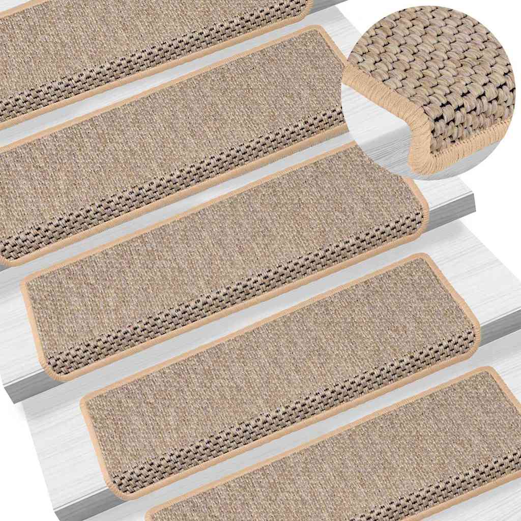 Tapis d'escalier autocollants 15 pcs 65x21x4 cm Beige clair