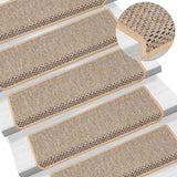 Tapis d'escalier autocollants 15 pcs 65x21x4 cm Beige clair