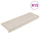 Tapis d'escalier autocollants 15 pcs 65x21x4 cm Crème