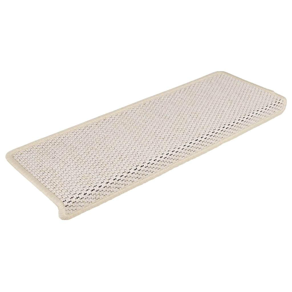 Tapis d'escalier autocollants 15 pcs 65x21x4 cm Crème