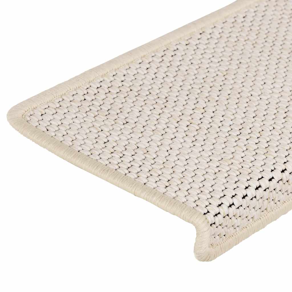 Tapis d'escalier autocollants 15 pcs 65x21x4 cm Crème