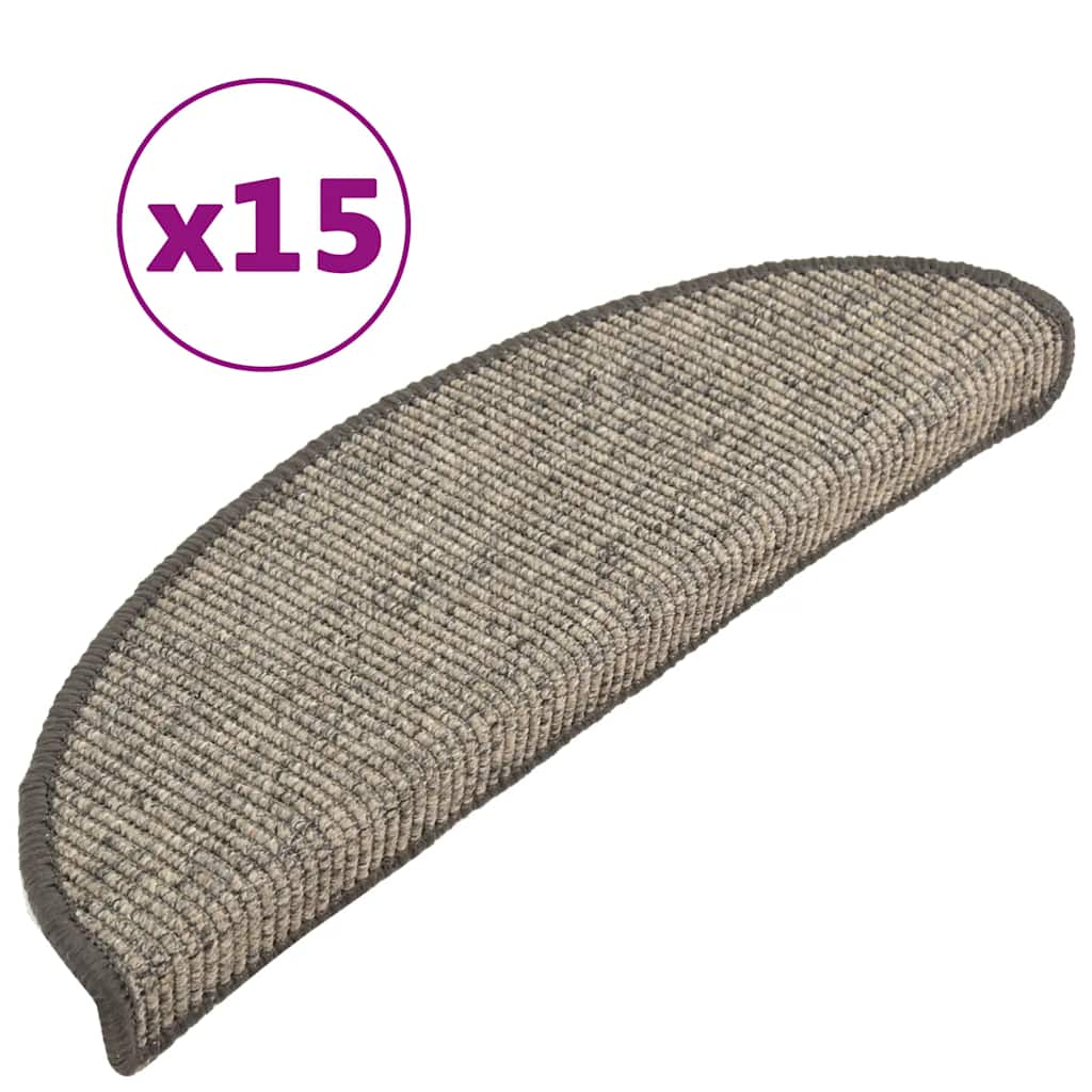 Tapis d'escalier autocollants 15 pcs 56x17x3 cm Beige et gris