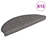 Tapis d'escalier auto-adhésifs 15 pcs Gris et beige 65x21x4 cm