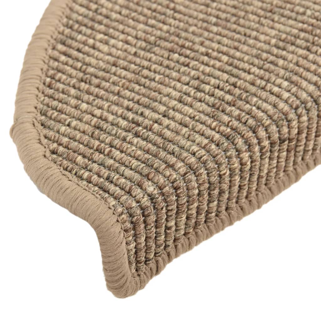 Tapis d'escalier auto-adhésifs 15 pcs Beige foncé 65x21x4 cm