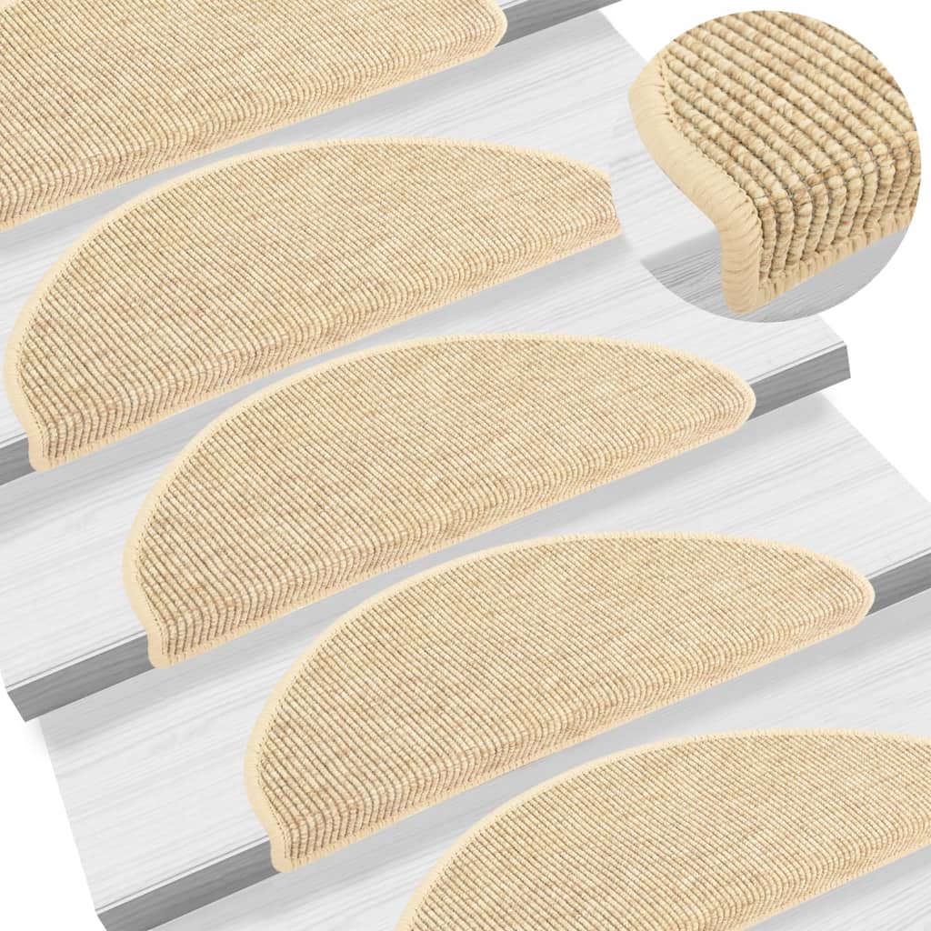 Tapis d'escalier autocollants 15 pcs 65x21x4 cm Beige