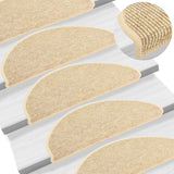 Tapis d'escalier autocollants 15 pcs 65x21x4 cm Beige